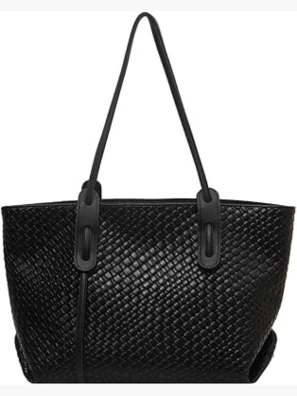 Large Quilted Leather Woven Satchel Tote Work Handbag Double Handle